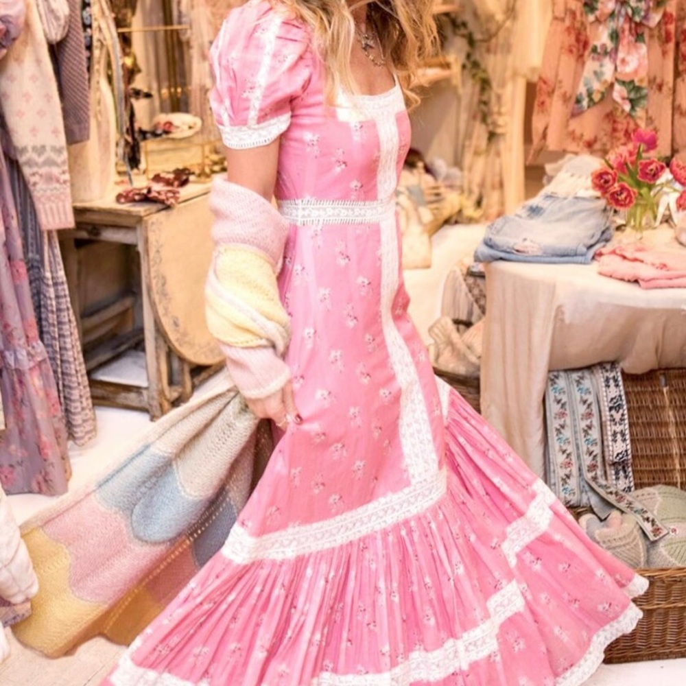 LoveShackFancy Ryan pink dress size 0 (ONLY ONE USE)